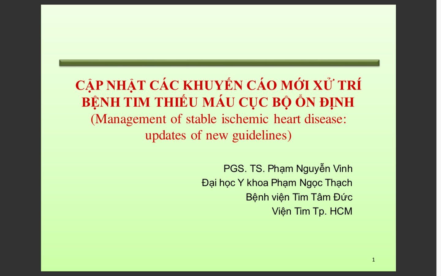 Cập nhật các khuyến cáo mới xử trí Bệnh tim thiếu máu cục bộ ổn định