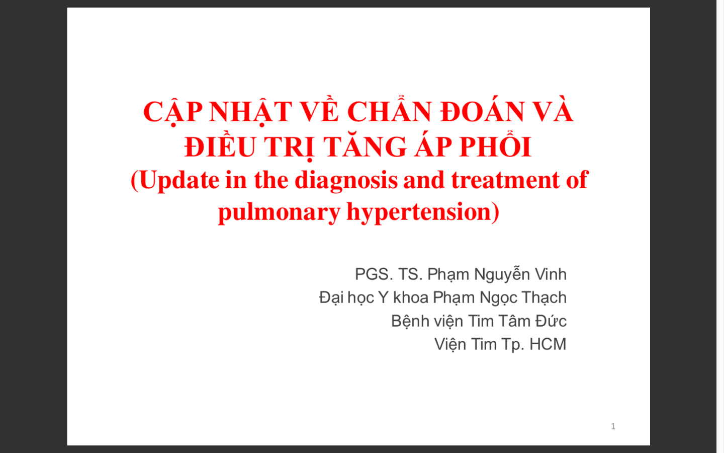 Cập nhật về chẩn đoán và điều trị Tăng áp phổi