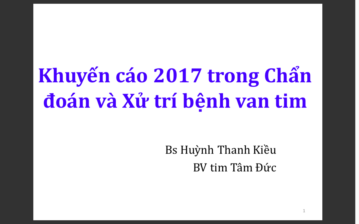 Khuyến cáo 2017 trong Chẩn đoán và Xử trí Bệnh van tim