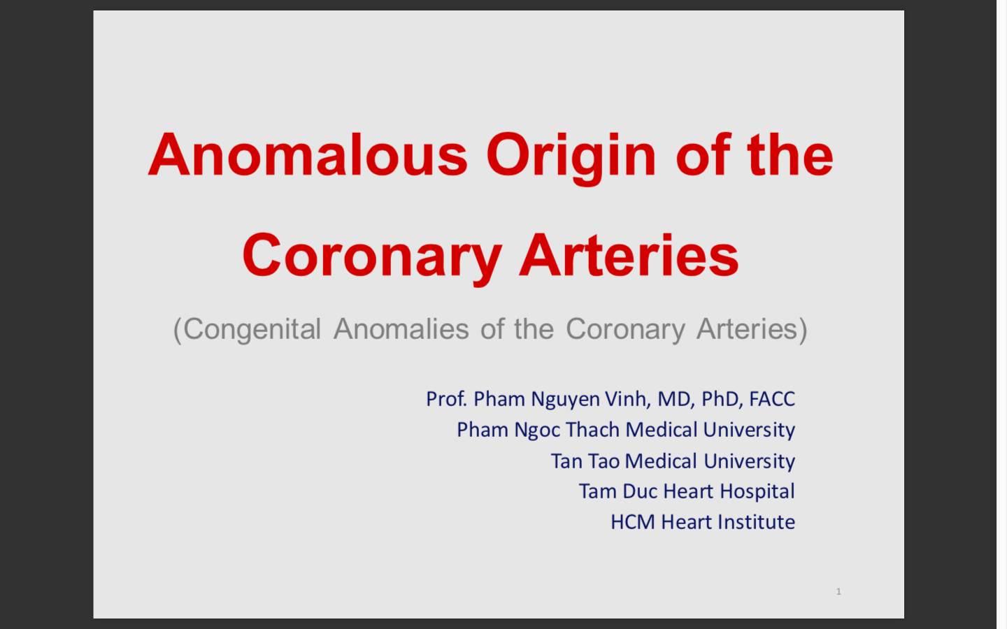 Anomalous origin of the Coronary Arteries