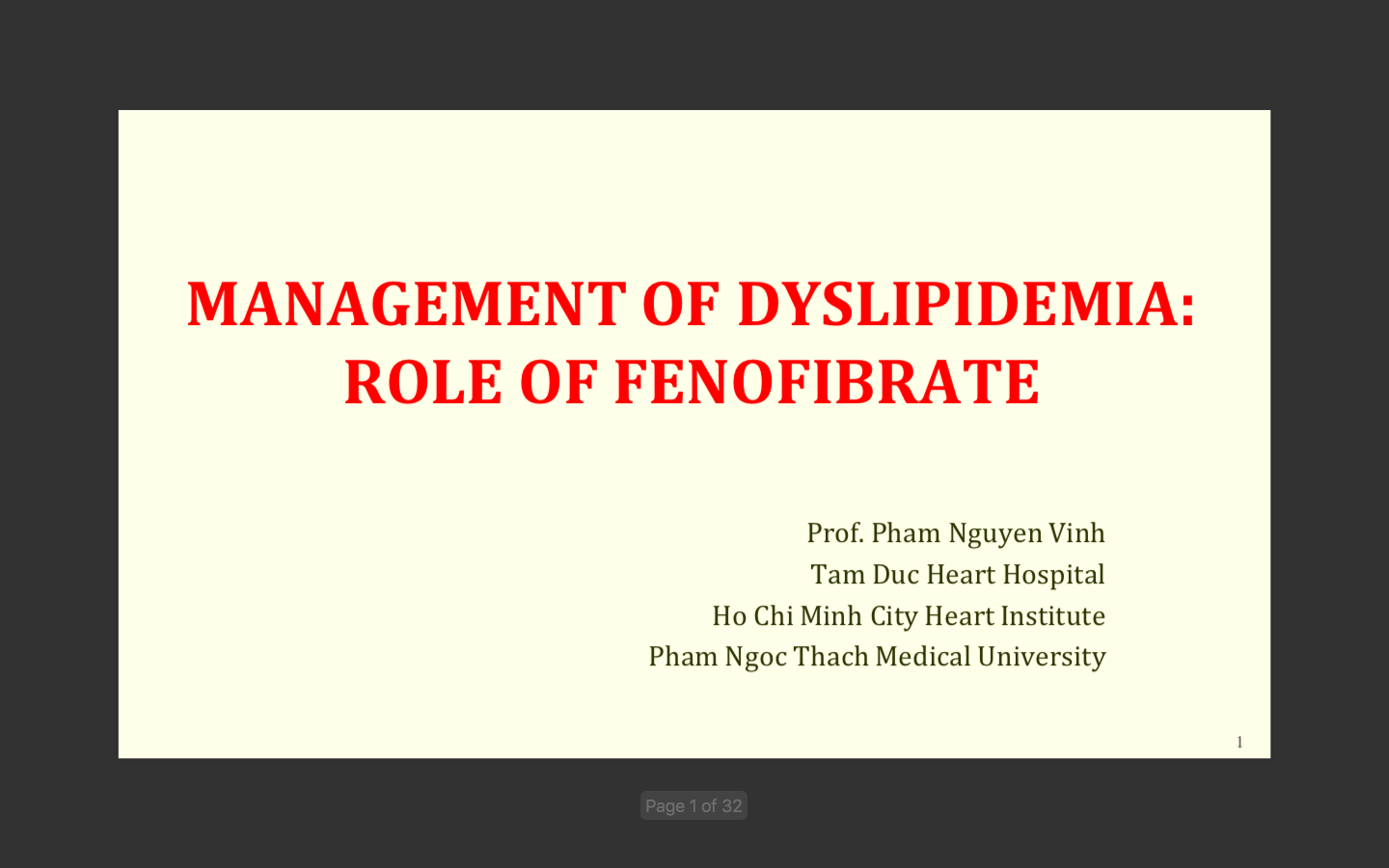 2016 Management of Dyslipidemia- Role of fenofibrate
