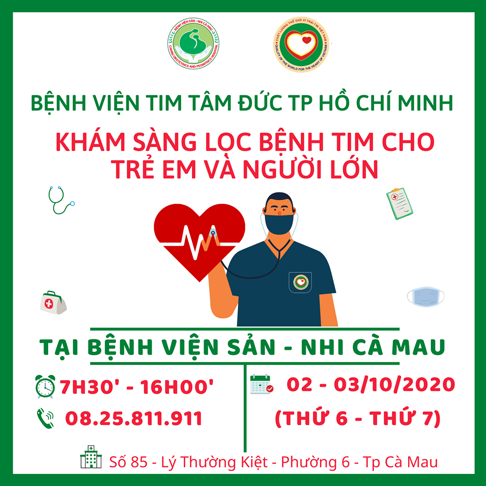 CHƯƠNG TRÌNH KHÁM SÀNG LỌC BỆNH TIM MIỄN PHÍ CHO TRẺ EM VÀ NGƯỜI LỚN