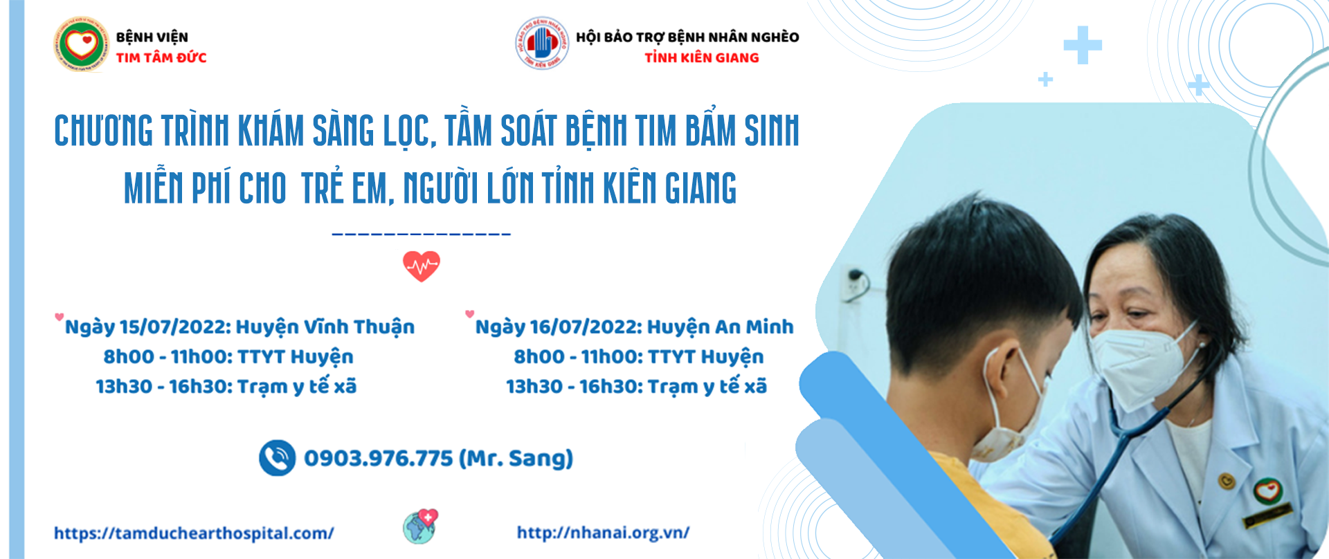 KHÁM SÀNG LỌC, TẦM SOÁT BỆNH TIM BẨM SINH MIỄN PHÍ CHO TRẺ EM, NGƯỜI LỚN TẠI TỈNH KIÊN GIANG