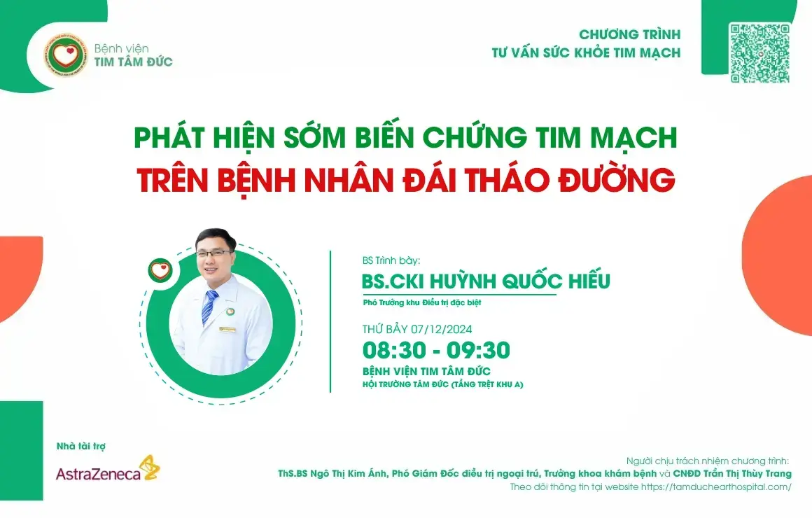 Chương trình Tư vấn Sức khỏe Tim mạch Tháng 12: Phát hiện sớm biến chứng tim mạch trên bệnh nhân đái tháo đường