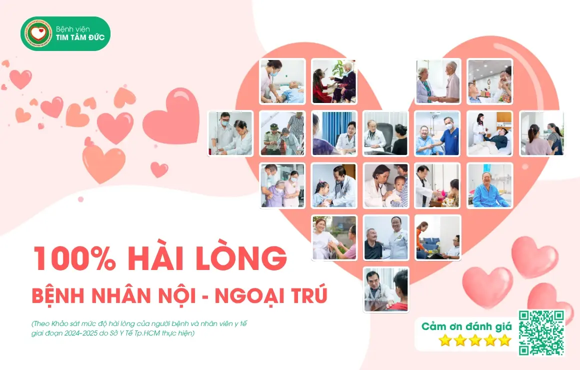 Khảo sát từ Sở Y Tế Tp. HCM: 100% người bệnh nội trú & ngoại trú hài lòng về Bệnh viện Tim Tâm Đức