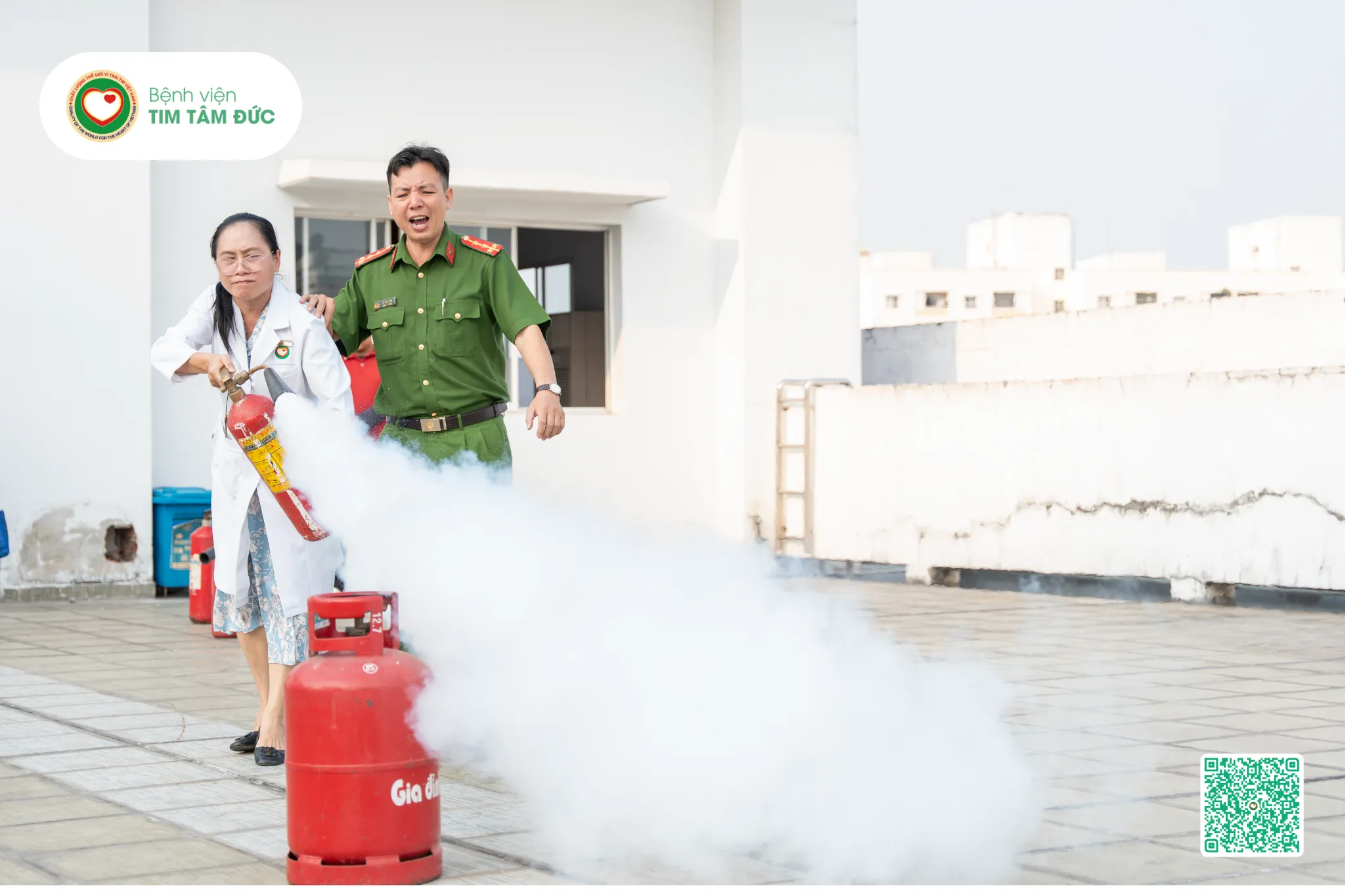 diễn tập chữa cháy bệnh viện